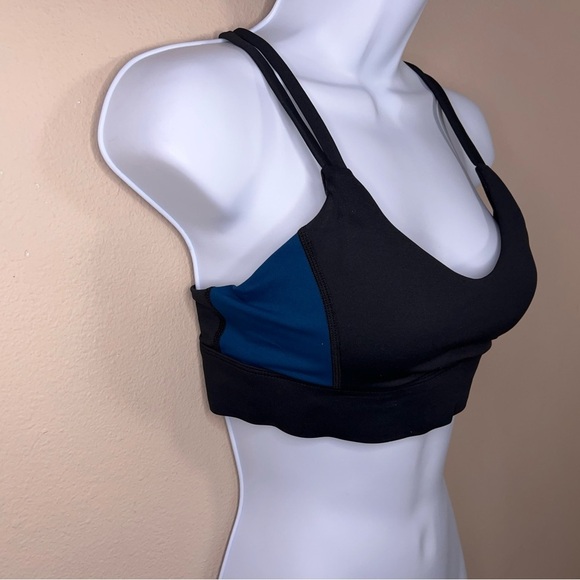 Small Evree Black Teal Blue Sports Bra Strappy Barbella Removable Cups Athletic - Picture 2 of 8